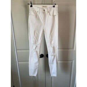 Madewell high rise skinny crop distressed raw hem jeans